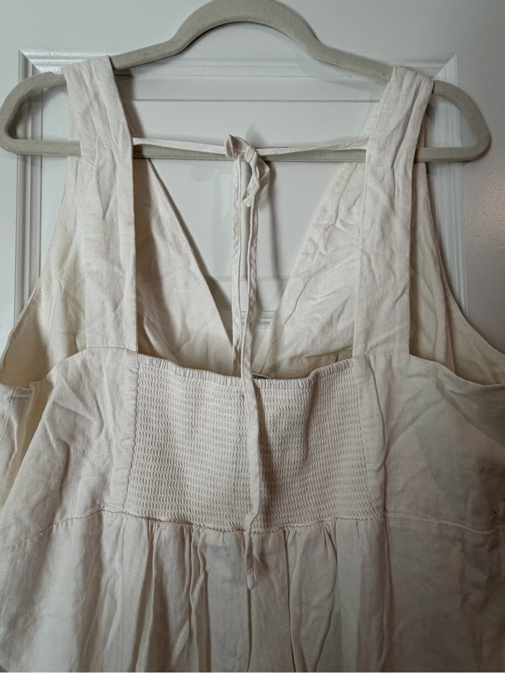 Old Navy Linen Blend White V-Neck Midi Dress - Picture 6 of 9